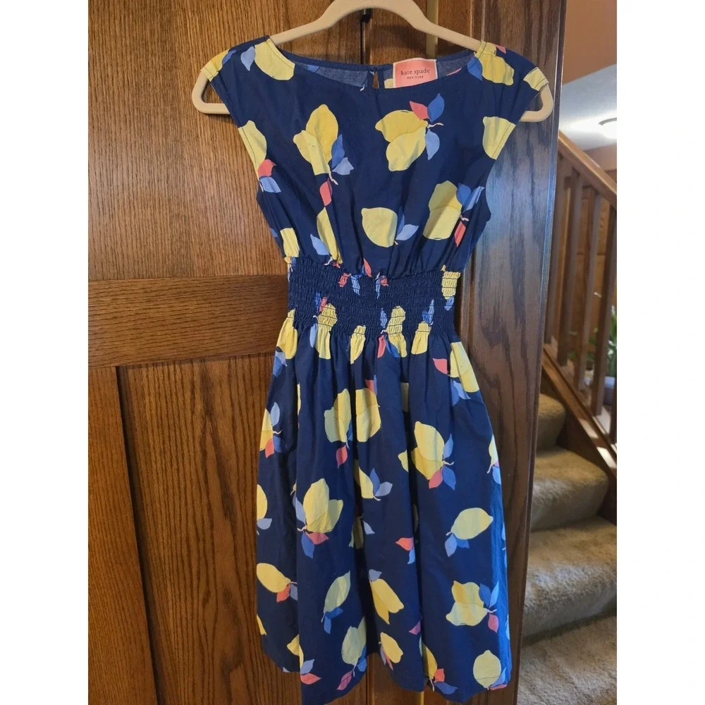 Kate Spade New York Lemon Zest Blaire Dress Womens Size US 0 Navy Blue MSRP $229
